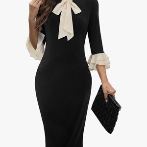 Women's Dresses Tie Neck Flounce Sleeve Bodycon Dress